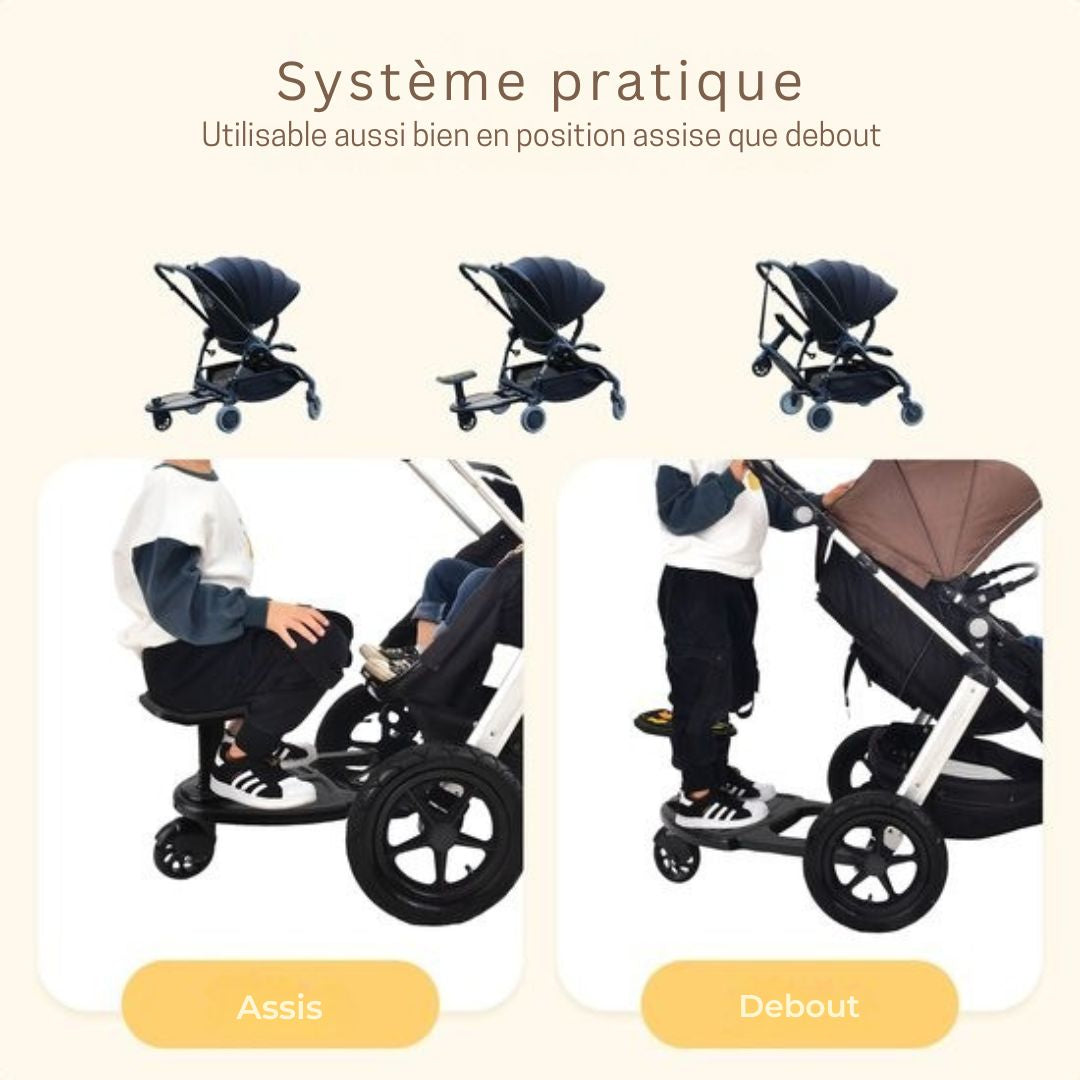 Planche à roulettes Merkloos Safari - Roue unique - Pour axe horizontal d'au moins 23 cm - Diamètre max. 2,5 cm - Maniable et universelle - Idéale pour les tout-petits - Plastique noir et métal