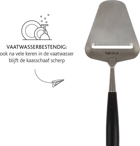 Boska Trancheur de fromage Milano+ - Trancheur de fromage à pâte dure - Lavable au lave-vaisselle - Trancheur de fromage Noir - Idées cadeaux - Ustensiles de cuisine - Accessoires de cuisine - Garantie 10 ans