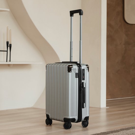 Valise cabine - Pathsail – 40L – Léger 2,98 kg – Roues 360° – Double serrure TSA – Compartiment PC – Zips YKK – 38 x 24 x 57 cm – Argenté