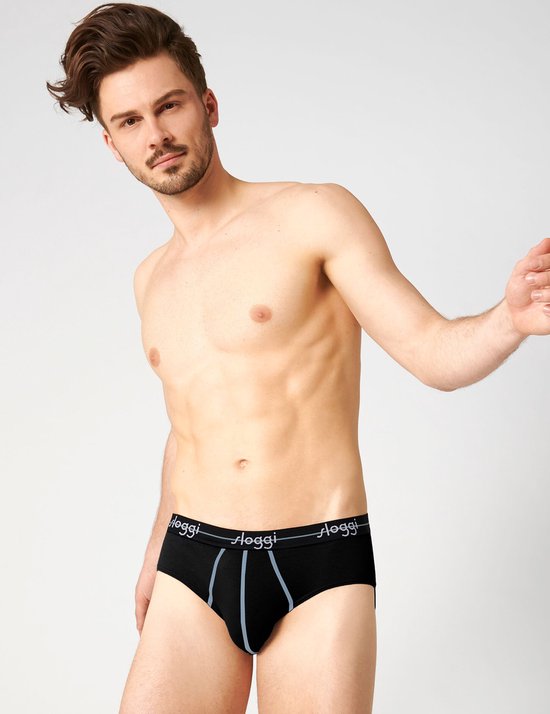 sloggi Start Midi 2-Pack Briefs - Hommes - Coton/Elastane - Taille régulière - Bande élastique - Noir - Taille XL