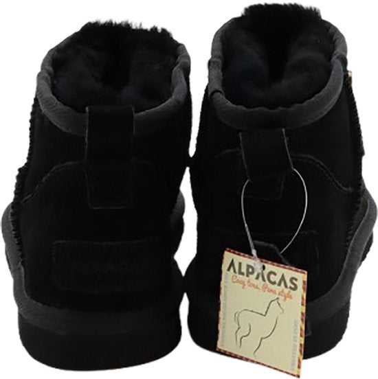 Alpacas Footwear - Ladies - Bottes courtes en daim véritable - Doublées de 100% de laine d'agneau douce - Black - 42