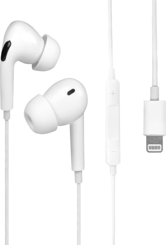 Nuvance - Ecouteurs avec câble et microphone - Convient à Apple Lightning - Ecouteurs intra-auriculaires - Casque - Blanc