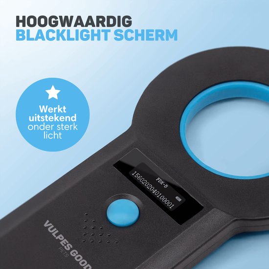 Vulpes Goods® Pets - Lecteur de puces - Lecteur de puces pour tous les animaux - Sac de transport inclus - ISO11784/85/FDX-B - Version PRO