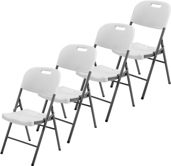 Chaises pliantes Brixy - Lot de 4 - Chaises pliantes - Robustes - Résistantes aux intempéries - Chaises pliantes - 47 x 54 x 87 CM - Blanc