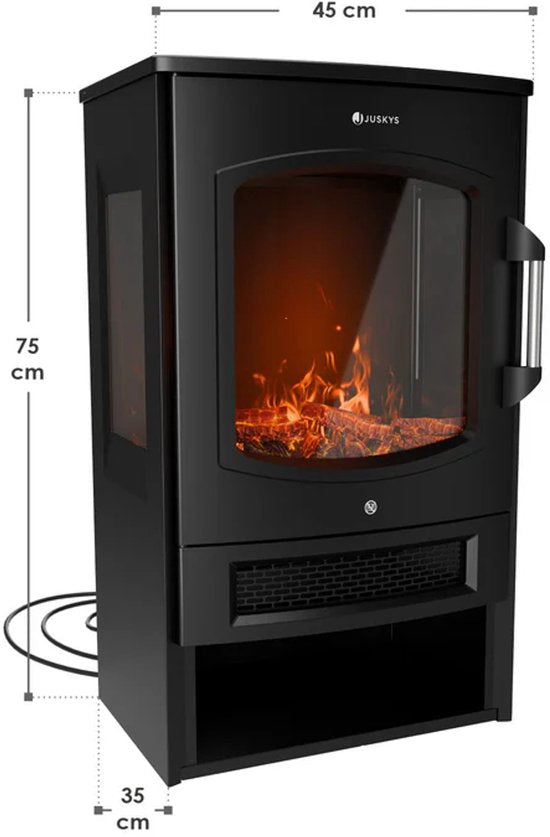 Foyer électrique / Foyer d'ambiance - 1800W - avec effet de flamme, fonction chaleur et contrôle App - Noir, Poêle Freestanding