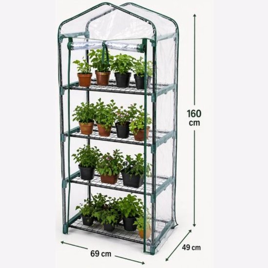 Ceruzo Serre 4 étages - 160 cm - Serre en polyéthylène - Serre de balcon