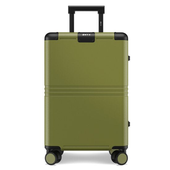 ONYX Hybrid Pro Hand Luggage Suitcase 35 Litres - Polycarbonate recyclé et design sans fermeture éclair - Valise de voyage avec serrure TSA et roues pivotantes - Trolley léger - Vert olive