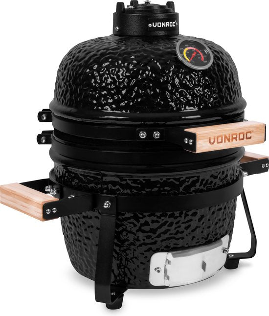 VONROC - BBQ - Kamado - 13" - Avec couvercle de protection, plateau et base - Barbecue au charbon de bois - Céramique