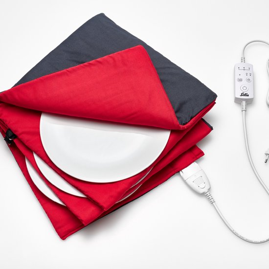 Solis Turbo Heat Plate Warmer - Réchauffage rapide - Meilleur goût - Facilement lavable - Fonction minuterie - Rouge/Anthracite