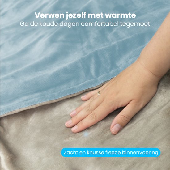 Couverture électrique Auronic - 200 x 180 cm - Couverture chauffante - 2 personnes - 3 niveaux de chaleur - Couverture - Avec minuterie - Couverture chauffante - Bleu clair