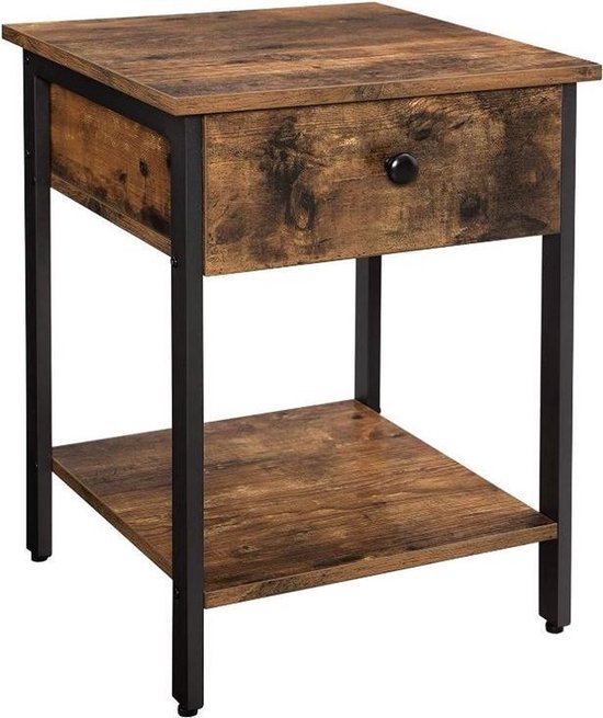 MIRA Home - Table d'appoint - Table de chevet - Brun - Bois - 40 x 55 x 40 cm