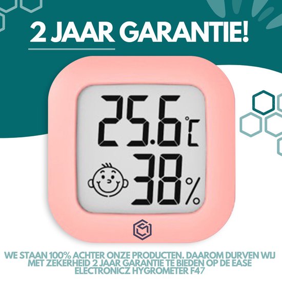 Ease Electronicz Hygromètre - Station météo - Humidimètre - Thermomètre pour l'intérieur - Pile et bande adhésive incluses