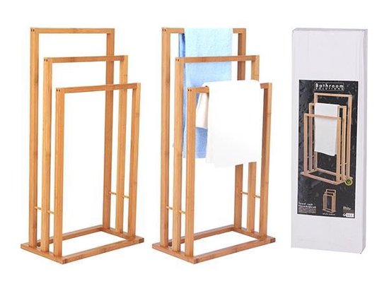 Porte-serviettes en bambou avec 3 tringles - 40X24X82CM