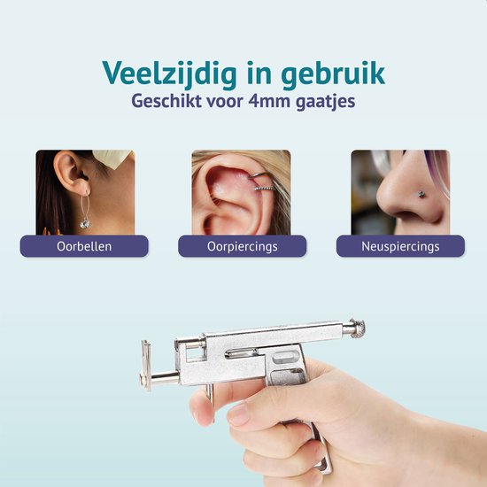 Kit de perçage de boucles d'oreilles - Métal - Clous inclus - Piercing - Kit - Pistolet - Perçage d'oreilles - Pistolet - Aiguille - Pistolet à trous - Pince