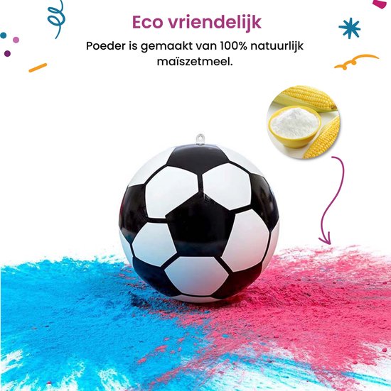 Partizzle Football de révélation du sexe - Avec poudre rose et bleue - Décorations pour la fête de bébé - Fête de garçon ou de fille - Bombe fumigène et pistolet fumigène alternatifs - Plastique
