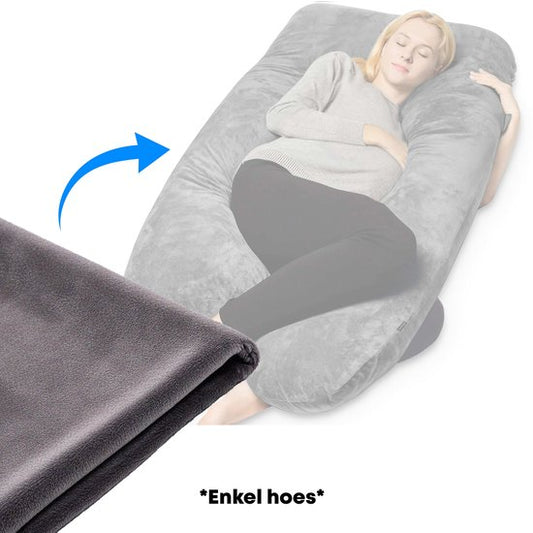 Housse pour Oreiller de Grossesse Earkings Oreiller de Sommeil Latéral en forme de U 140x80cm - Gris Foncé