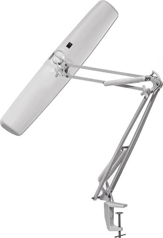 Velleman Lampe de bureau avec pince, bras pivotant, interrupteur marche/arrêt, 60 cm de large, 3x 14 W, 6500 K, blanc