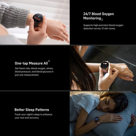 Maoo GTR Series 2 Smartwatch Homme - Acier inoxydable et bracelet TPU - Podomètre - Moniteur de fréquence cardiaque - Moniteur de sommeil - Multisport - Convient à Android et iOS - Noir