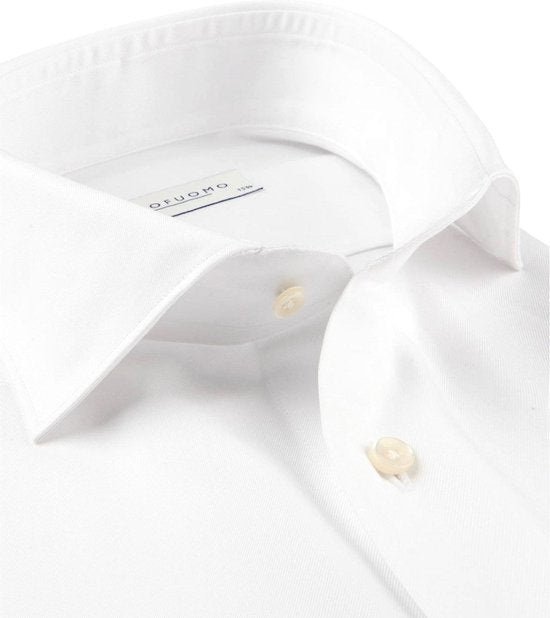 Chemise homme slim fit Profuomo - sergé - blanc - Repassage facile - Taille : 39