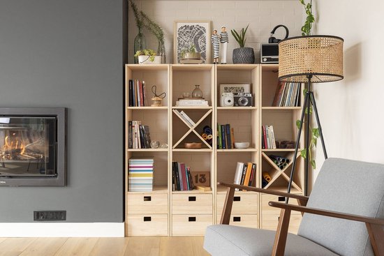 Astigarraga Armoire à compartiments ouverte - 4 compartiments - Pin PEFC - 71x71cm