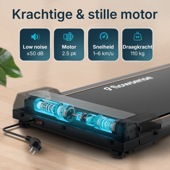 Tapis de marche Flowsense (1-6 km/h) - Tapis de marche - Tapis de marche pour la maison - Tapis de marche électrique - Tapis de marche fitness