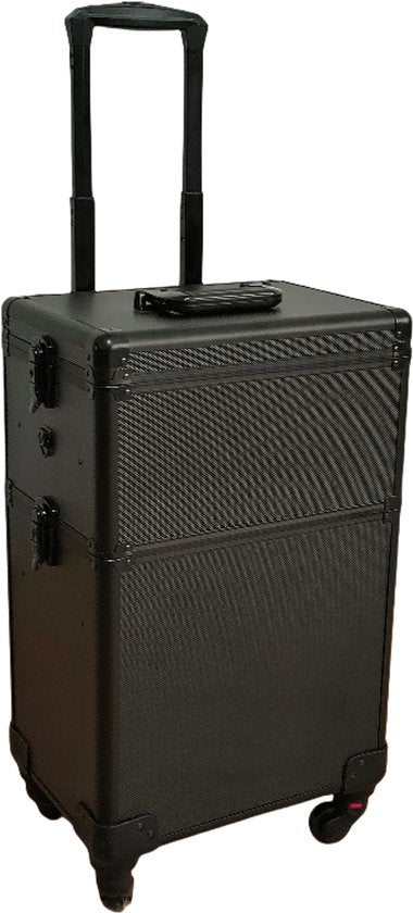 DMV - Valise de coiffeur - Chariot de coiffeur - Chariot de maquillage - Valise de maquillage - Valise de beauté - Valise de cosmétiques - Valise de beauté à roulettes - Noir
