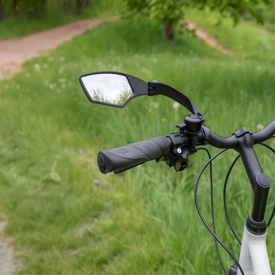 Travelhawk Rétroviseur vélo gauche - Adapté aux vélos et vélos électriques - Rétroviseur de sécurité - Rétroviseur - Noir