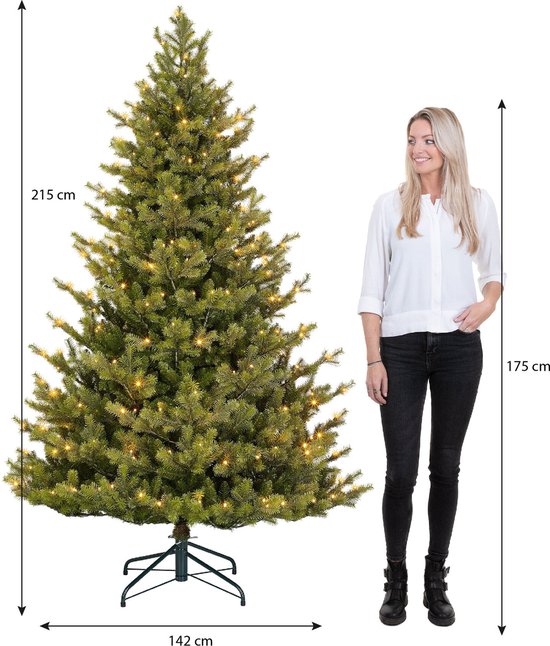 Black Box Trees Clive Artificial Christmas Tree with LED Lights - H215 x Ø142 cm - Vert