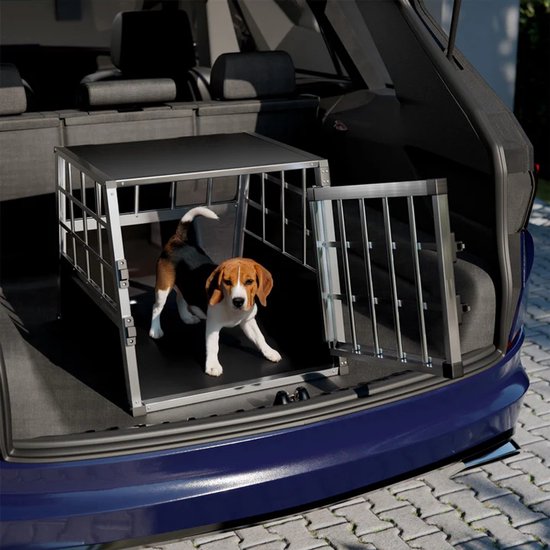 Boîte de transport pour chiens en aluminium - angle d'inclinaision de 75 degrés - taille M - noir/argent