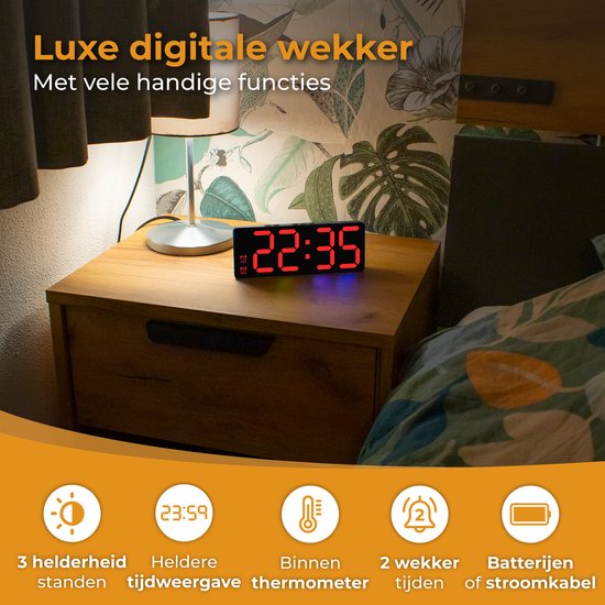 Nuvance Réveil numérique - Réveil numérique - Réveil pour enfants et adultes - Réveil de voyage - Chambre à coucher - Réveil Led numérique - Rouge