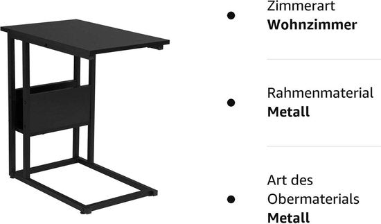 Table basse - Table d'appoint - Table de salon - Table de séjour - Table d'appoint - Noir - 55x36x59.5cm