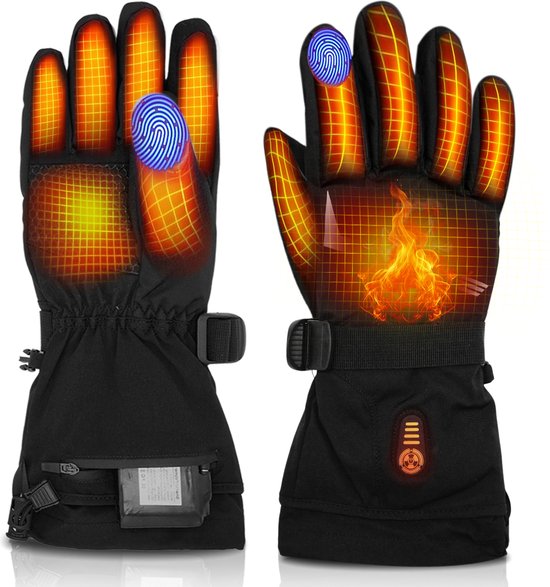 Qualitá® Heated Gloves - Gants chauffants - Résistants à l'eau - Gants électriques Taille L - Compatibilité avec écran tactile - Sports d'hiver - Rechargeable -