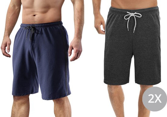 Milanoro - 2XL - Shorts - Lot de 2 - Hommes - Bleu marine/Anthracite