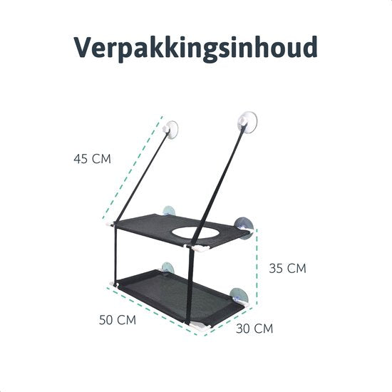 Hamac de fenêtre - Double couche - Avec ventouses - Poids de transport 20kg - Hamac pour chat - Hamac pour chat - Lit pour chat - Coussin pour chat - Banc pour chat - Panier pour chat - Fenêtre - Hamac pour chat Fenêtre - Noir - Radiateur