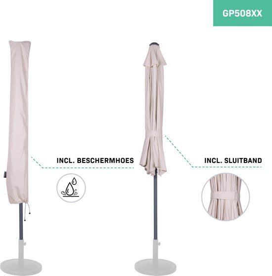 VONROC Premium Parasol Magione - Parasol de balcon durable - Semi-circulaire 270x135cm - Toile résistante aux UV - Beige - Housse de protection incluse