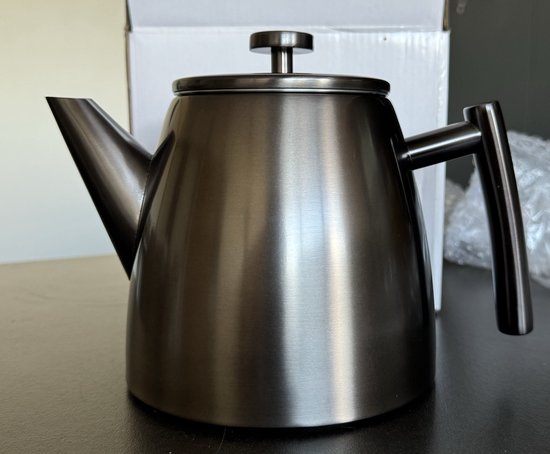 Vaja® Théière Juliette Gun Metal - Double paroi - 1 litre - Théière en acier inoxydable avec filtre