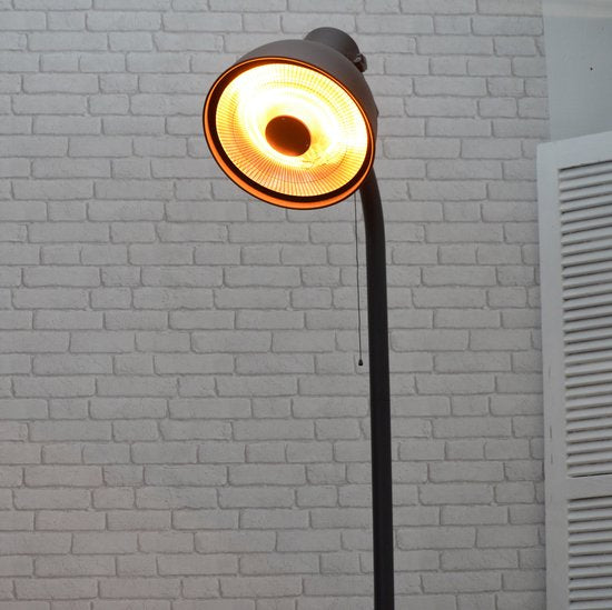 Perel Chauffe-terrasse sur pied, 2000 W, carbone, avec interrupteur à tirette, protection contre l'inclinaison, 3 niveaux de chaleur, réglable en hauteur, résistant aux éclaboussures, design rétro, métal, noir
