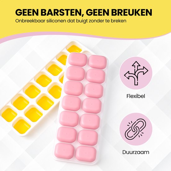 TTD® Moule à glaçons en silicone avec couvercle - Lot de 4 - 14 x 4 glaçons - Empilable - Sans BPA - Les glaçons sont faciles à presser