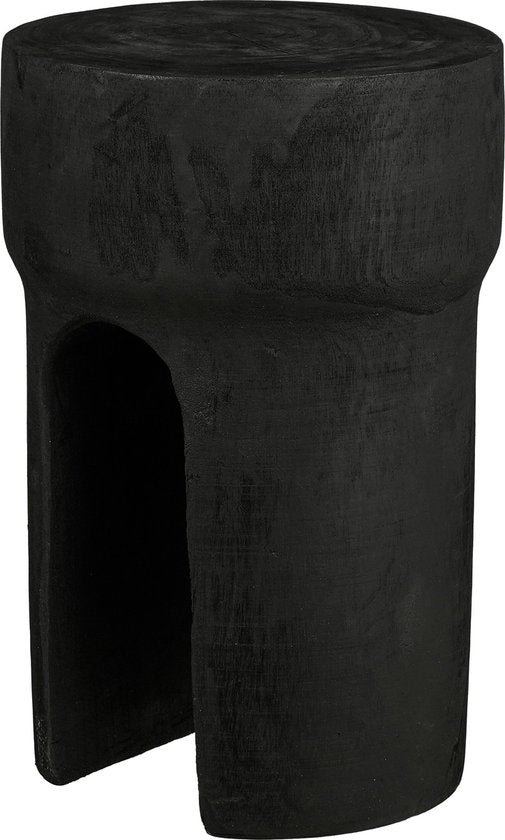 Mica Decorations Table d'appoint Latty - H46 x Ø30 cm - Bois de paulownia - Noir