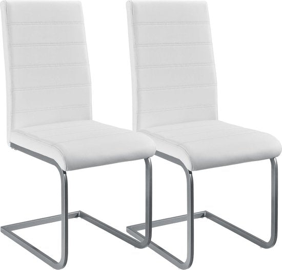 2 Chaises de salle à manger / chaise - Vegas - Cuir synthétique - Blanc