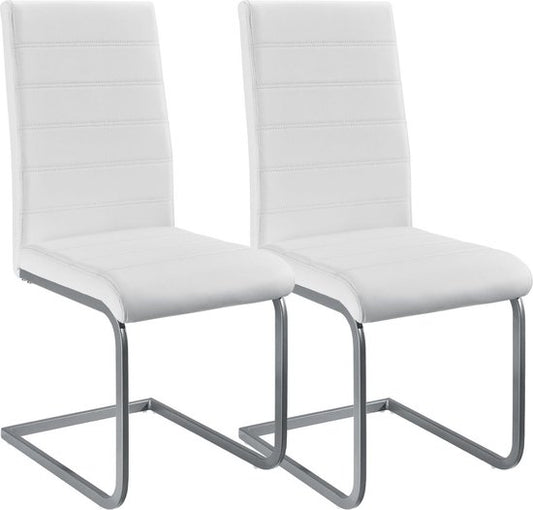 2 Chaises de salle à manger / chaise - Vegas - Cuir synthétique - Blanc