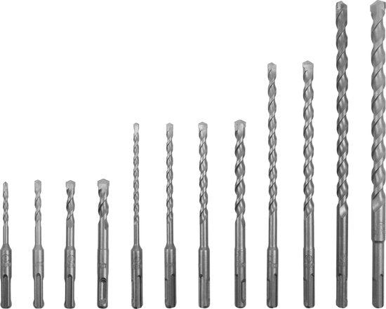 VONROC Coffret de forets et burins SDS-Plus - 17 pièces - Universel - Coffret comprenant forets, burins à pointe et burins plats