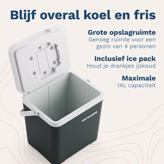 TRVLMORE Cool Box 14L - 47 heures de réfrigération - Frigobox - Elément réfrigérant inclus - Cool Box Small - Anthracite