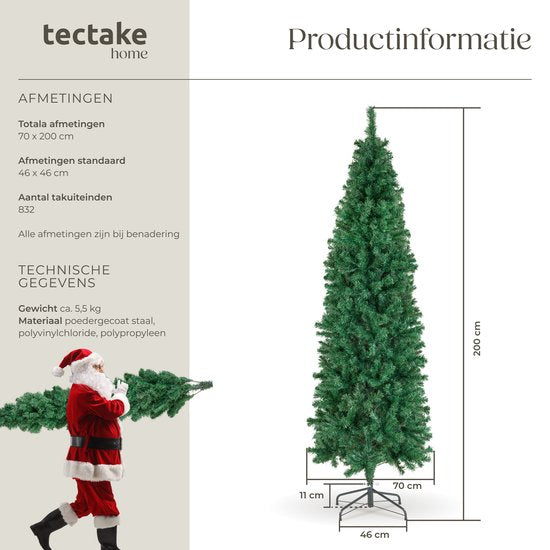 tectake® Arbre de Noël artificiel - Plus vrai que nature avec des branches flexibles - Volumineux - Stable et facile à assembler - Arbre de Noël artificiel comme décoration de Noël - 200 cm - 832 branches - vert