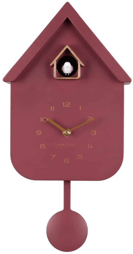 Horloge murale Karlsson Solo Colour Cuckoo - Bordeaux - 6x21,5x41cm - Horloge murale moderne