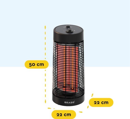 Chauffe terrasse électrique BRASQ - 2 niveaux de chaleur - Fonction pivotante - 50 x 22 x 22 cm - Noir