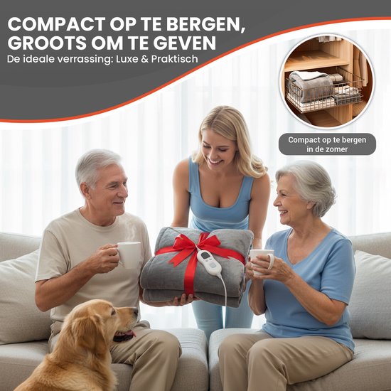 Couverture chauffante TTD® électrique - 200 x 180 cm - 40-60 °C - Flanelle