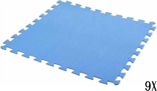 Protection de sol de piscine - Free And Easy - Carreaux en mousse - 50 x 50 cm - 9 pièces - Tapis de sol pour piscine hors sol ou spa gonflable - Bleu