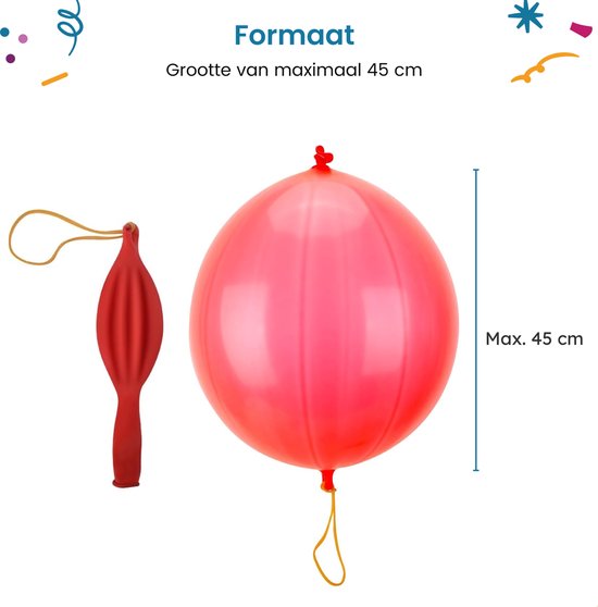 Partizzle 36x Ballons de baudruche en latex colorés - Grand ballon rebondissant - Ballon géant à partager - Grabbelton - Pour enfants et jeunes enfants - XL / 45 cm