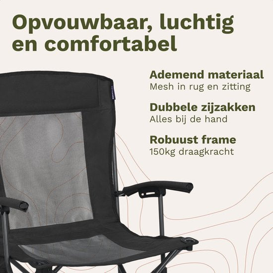 TRVLMORE Chaise de camping - pliable - capacité de charge 120KG - sac de transport inclus - chaise pliante - chaise de pêche - chaise pliante - noir
